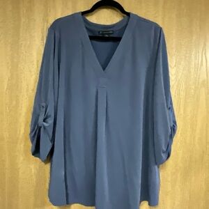 Women's Blue V-Neck Top